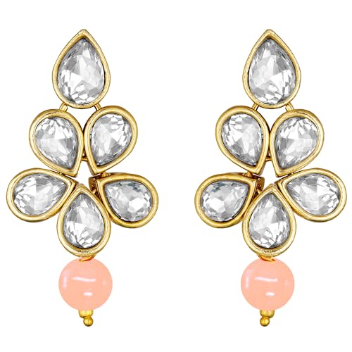 Image of Peora Crystal Faux Pearl Kundan Necklace & Jewellery Set Gift for Women