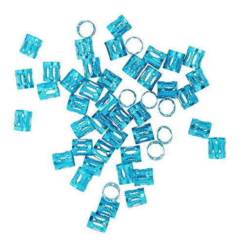 SNAPPSY Phenovo 50pcs/Pack Hair Braid Cuff Adjustable Hair Dreadlock Beads Azure-image-8