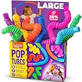 Nutty Toys Pop Tubes - Large 8-Pack Sensory Toys - Creative STEM Learning for Kids & Toddlers - Connect & Pop! Top ADHD Autism Fidget 2026, Best Boy & Girl Easter Basket Stuffers Gifts Idea
