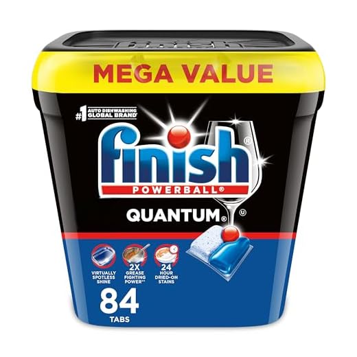 Finish Quantum Dishwasher Pods, No Pre-Rinse Dishwasher Detergent Soap Removes 24HR Dried-On Stain and Grease, Leaving a Virtually Spotless Shine, 84 Count