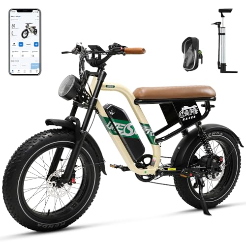 ONESPORT W66 Vélo Électrique Adulte, 20 x 4 Pouces Fat E Bike 48V 13.5Ah Batterie Autonomie Jusqu’à 100KM, Suspension Intégrale & Freins Hydrauliques, Ebike avec Écran LCD Bluetooth et Moteur 250W
