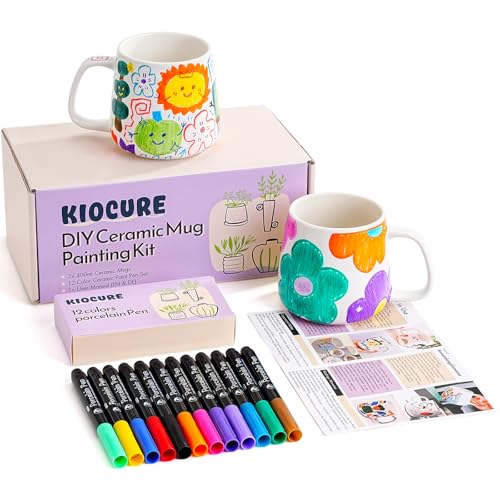 Kiocure Paint Your Own Mug: 2 Paintable Ceramic...