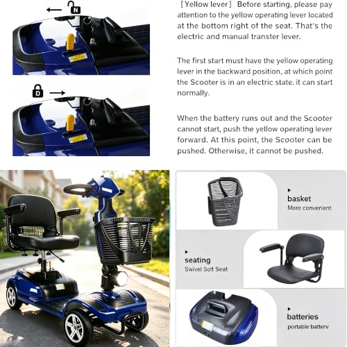 Image of Heavy Duty Wheel Mobility Scooters for Seniors & Adults, 350-400 lbs Capacity, 350W All Terrain Fast Mobility Scooter with 20A Long Range Battery and Two Baskets (05 Heavy Duty Blue)