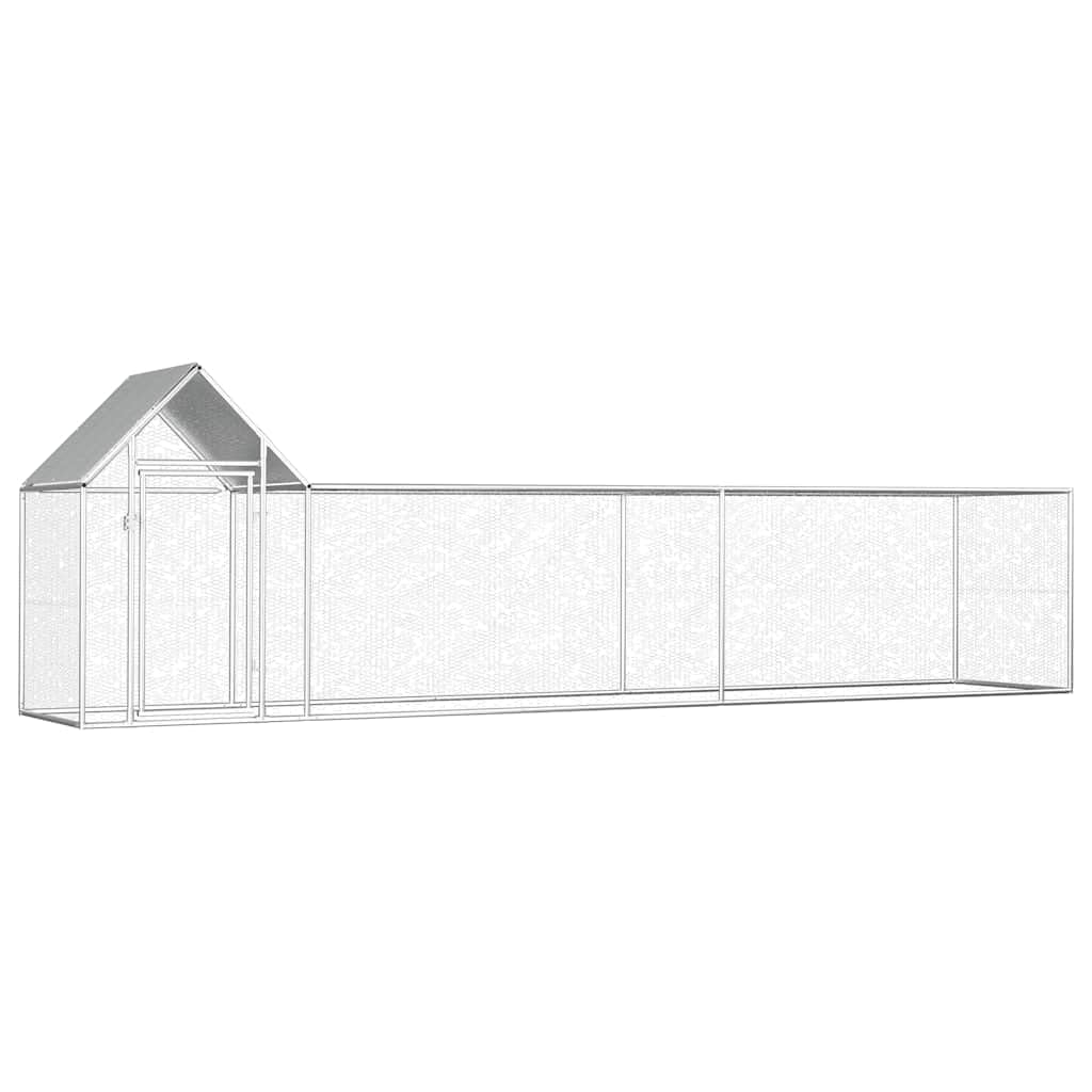 Gallinero de 5 x 1 x 1,5 m, acero galvanizado, gran recinto al aire libre para aves de corral con techo protector y puerta con cerradura, recinto para gallinas, patos y gansos en el