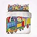 Juego de Funda nórdica Nursery Warm 3 Juego de Cama, Payaso, Gato y Conejito Sentado en el Tren, Juguetes para ni?os, Estilo de Dibujos Animados, Divertido y Alegre para la habitación
