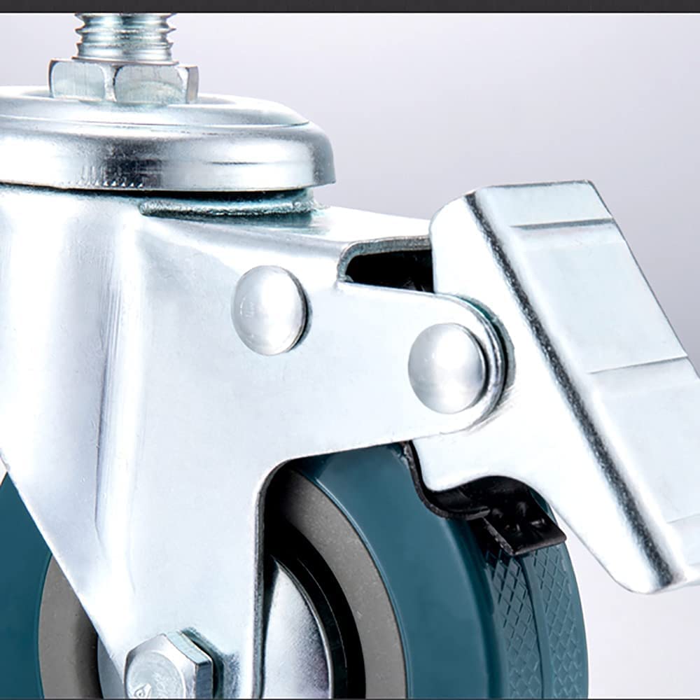 Ruote girevoli da Ufficio da 75 mm, Portata 200 kg, con Freno, Filettatura M10/M12, Ruote per carrelli e mobili.