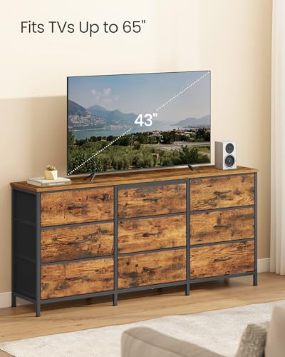 Image of SONGMICS Dresser with 9 Fabric Drawers, TV Stand for TVs Up to 65 Inches