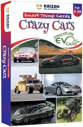 Kaizen MicroLessons Trump Card Game for Age 6-13. Learn While Playing. (Trumps: Cars)