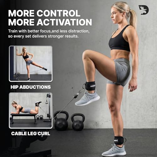 Image of DMoose Ankle Strap for Cable Machine - One Size Fit with Premium Padding, Workout Kickback Ankle Cuffs, Ankle Bands for Working Out, Booty Workouts, Leg Extension, Hip Abductors & Lower Body Exercises