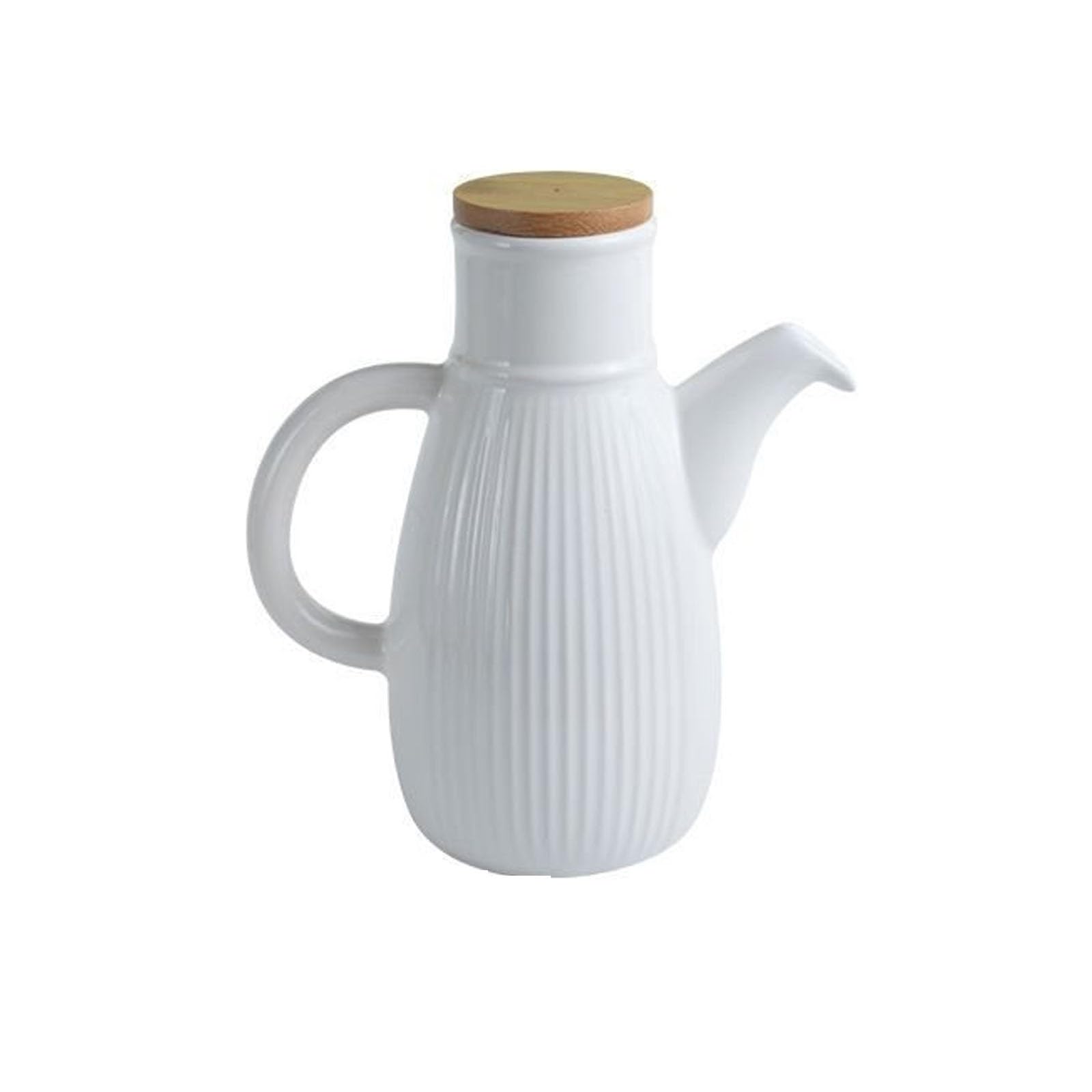 Xyueru White Ceramic Oil Dispenser, Vintage Oil Bottle Vinegar Dispenser, Container For Kitchen Storage, Bottle Container Pourer Dustproof Sauce Cruet(,750Ml)