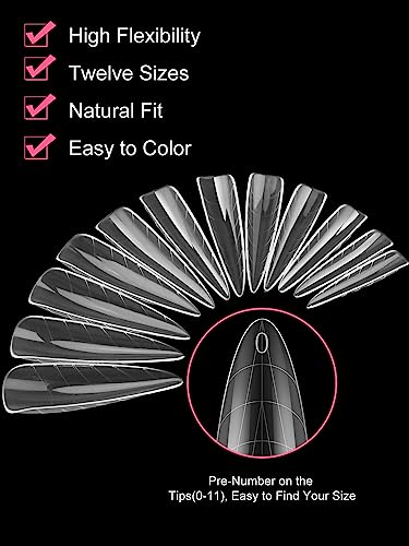 EBANKU 120 PCS Clear Full Cover Dual Nail Forms System Coffin Nail Mold Tips Acrylic Stiletto Nail Extension Tools for Nail Art Salon Nails Design - Image 3