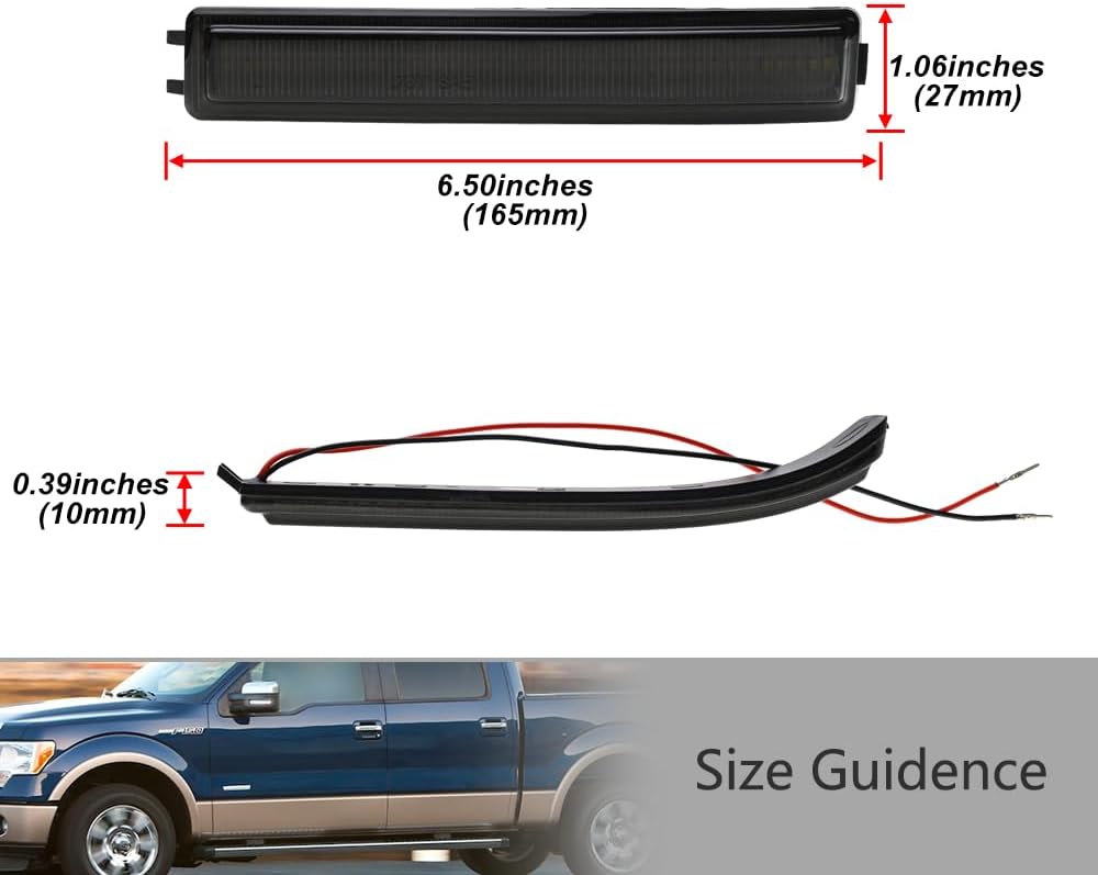 NJSBYL LED Side Mirror Turn Signal Lights for 2009-2014 F-ord F150, Lincoln Mark LT Side Marker Light Rearview Mirror Indicators with Smoked Lens Direct OEM Replacement 9L3Z-17E749-AA, 9L3Z-17E748-AA