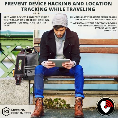 Mission Darkness Dry Shield Faraday Tote 7L Capacidad // Bolsa seca impermeable para seguridad y transporte de dispositivos electrónicos con bloqueo de señales, anti-seguimiento, escudo EMP, privacidad de datos, para teléfonos, tablets y radios miniatura 4