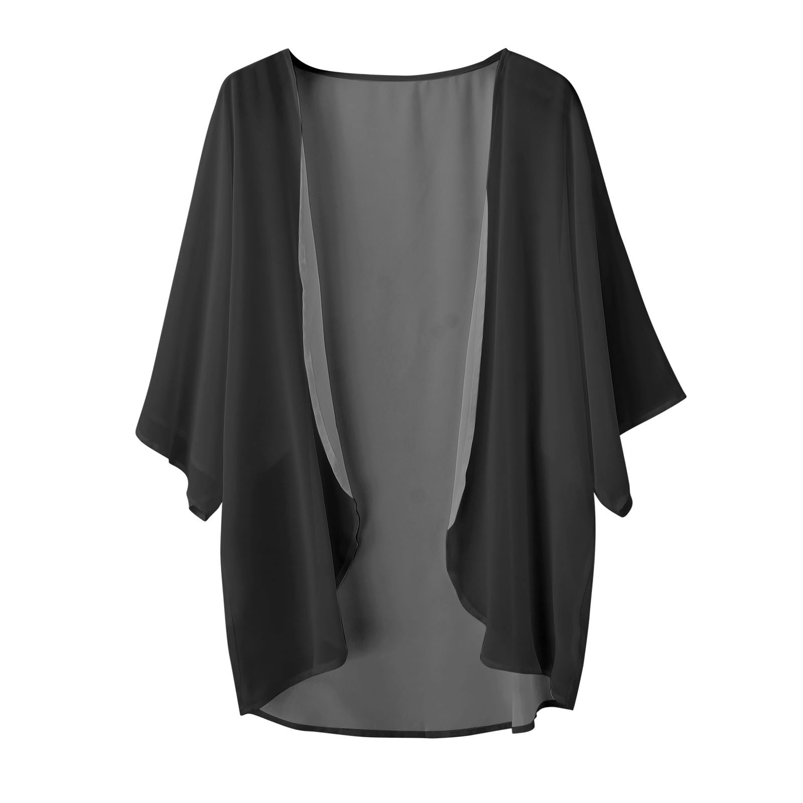 Generisch Boléro pour femme, élégant, léger et aéré, cardigan d'été décontracté, boléro pour robe de soirée, mariage, kimono, été, mousseline, cardigan, couverture solaire, jeté transparent, veste