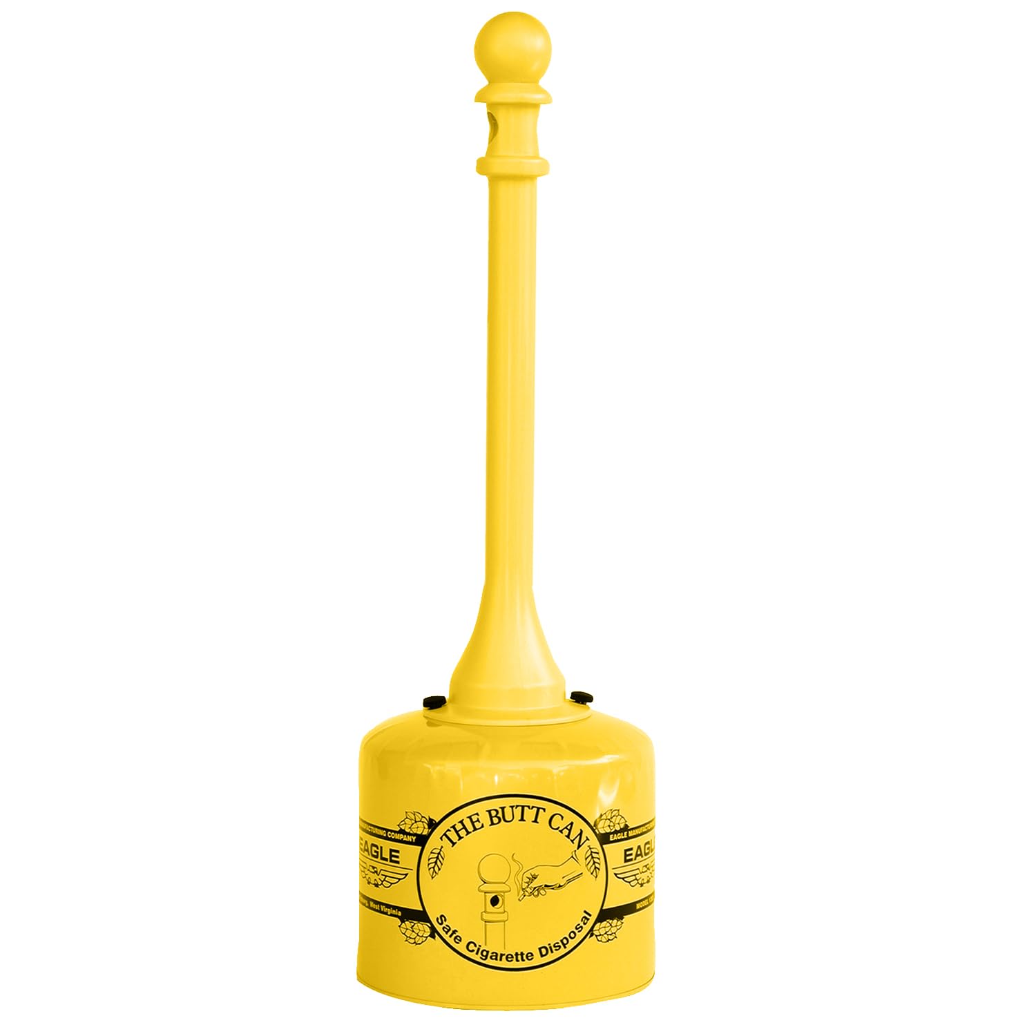 Eagle Cigarette Butt Receptacle, 5 Gallon Capacity, Yellow