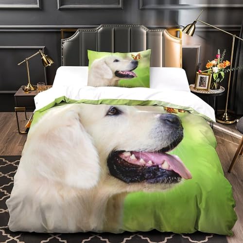 Housse de couette chien 135x200cm parure lit simple microfibre douce pour enfants