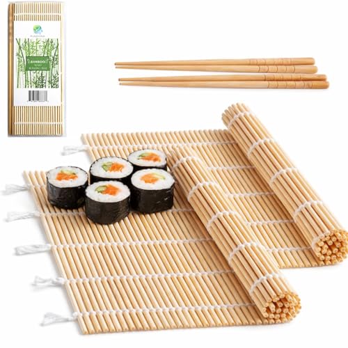 FUNGYAND Bamboo Sushi Rolling Mat with 2 Pairs of Chopsticks...