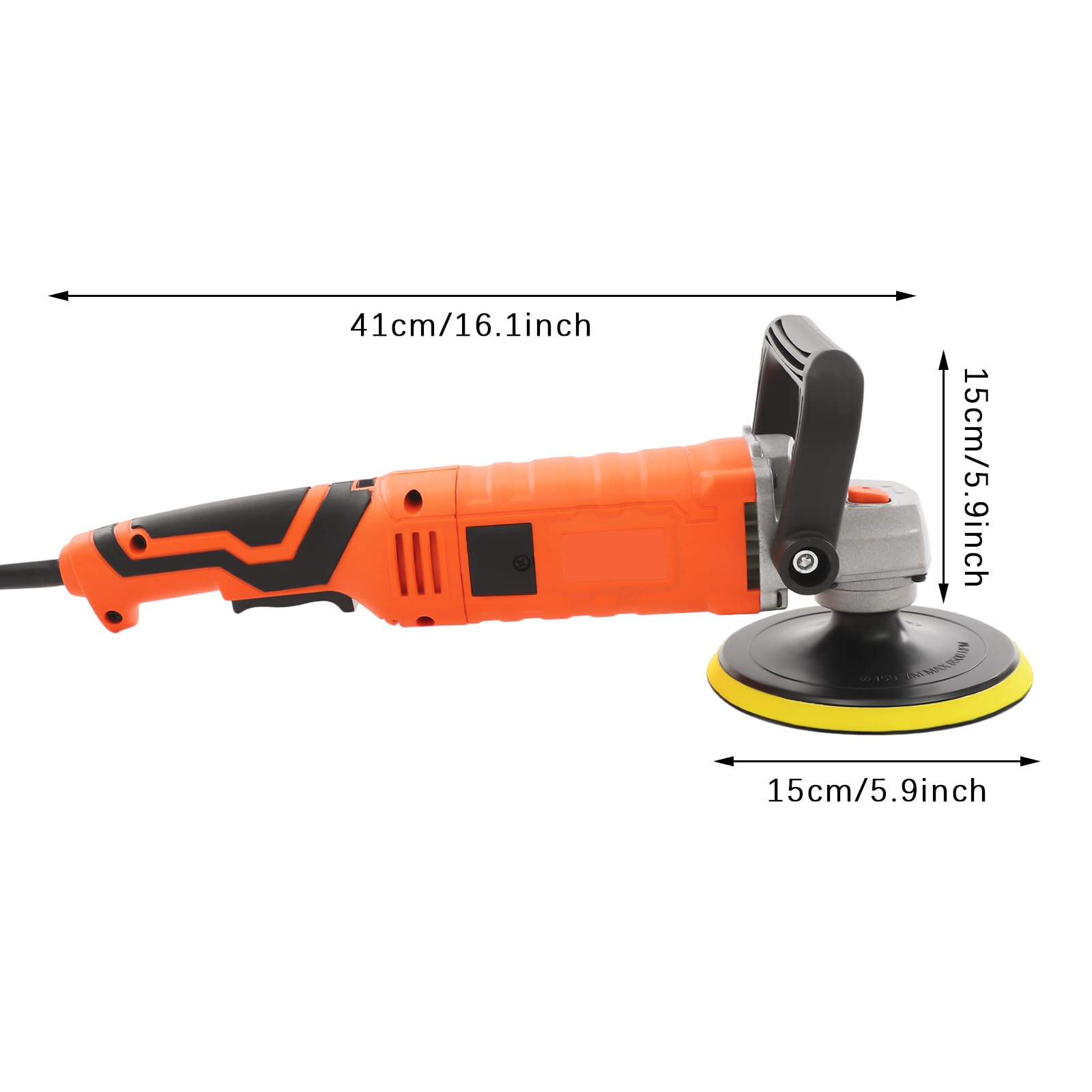 Sootvp Buffer Polisher Kit for Car, 1580W 110V Car Polishing Machine with 7 Variable Speeds (500-3300rpm), 6 Inch Car Buffer Waxer Kit for Car Detailing, Orange