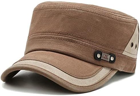 Baseball Cap - Military Cap - Washed Vintage Army Hat - Plain Flat Cadet Hat for Men & Women - Light Brown