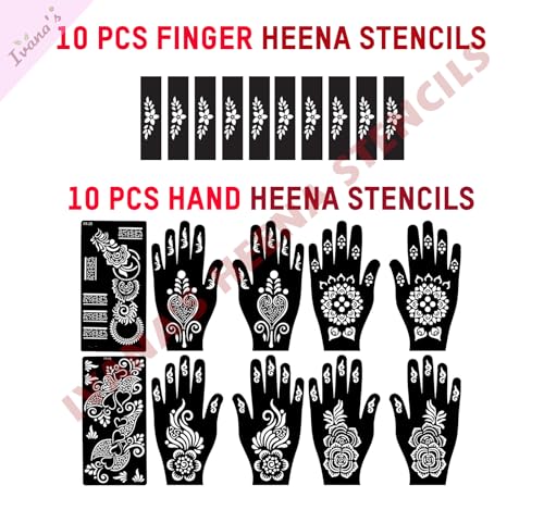 Image of Ivana's Set of 32 Pcs Combo Pack, Reusable Mehandi For Hands Henna Tattoo Stencil For Women, Girls and Kids Easy To Use In Just 4 Steps Indian Design Collection, C-2382