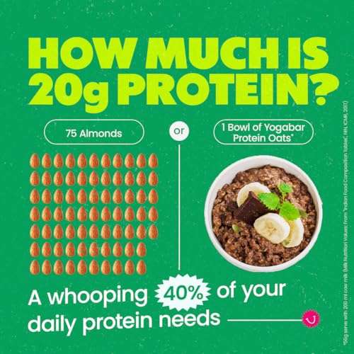 Image of Yogabar Highest Protein Oats 850g x 2 | Dark Chocolate & Almonds | 23g Protein - No Added Sugar | Complete Protein Blend Whey + Soy | With Probiotics for Better Absorption | Fiber-Rich | Helps in Weight Management (Pack of 2, 850g each)