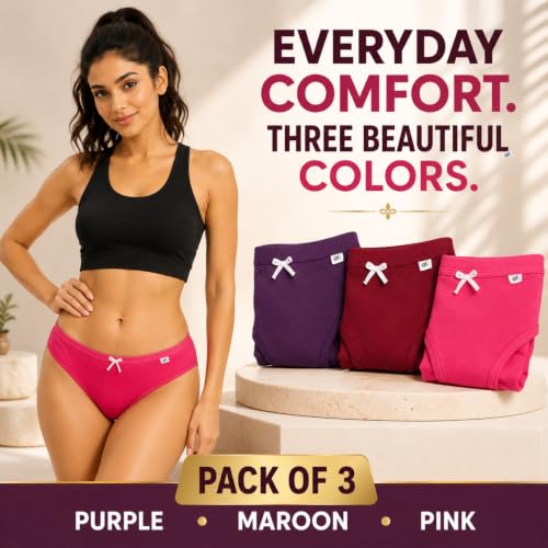 Image of XJARVIS CARIBEANCHIC Women's Hipster Panty, Combed Cotton Stretch Underwear, Full Coverage Bikini Brief, Soft Breathable Everyday Innerwear