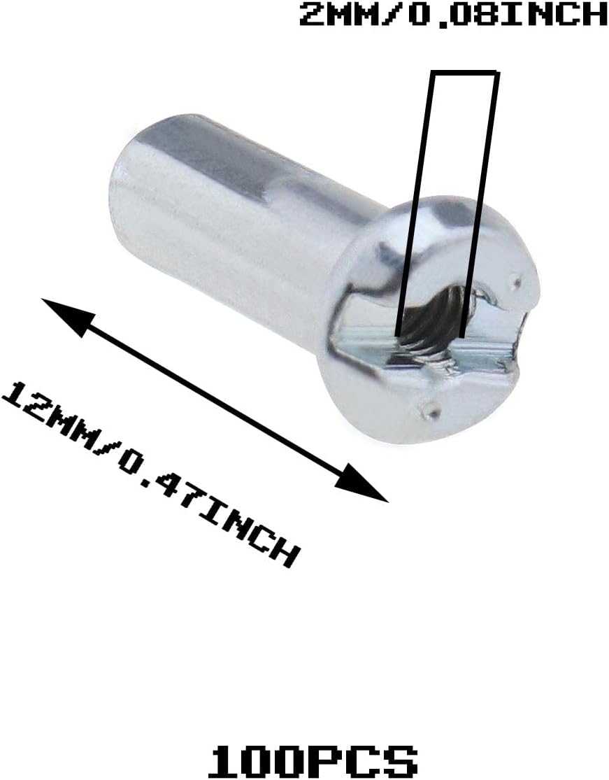 100Pcs Bicycle Spoke Nipples Fit for 14G / 2mm Dia Spoke Mountain Road