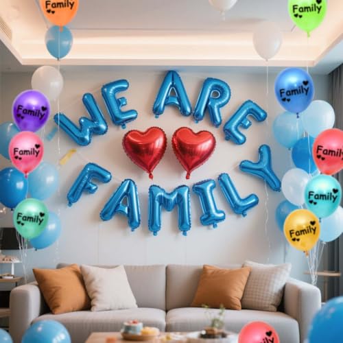 Image of Family Balloons, Pack of 20 Assorted Color 12Inch Family Balloons for Home Family Reunion Party, Family Gathering Party House Warming Homecoming New House Moving Party Decors