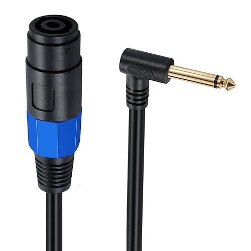 Miniatura 5 de Cable de altavoz Speakon de 1.6 ft, calibre 22 (AWG), Speakon hembra a ángulo recto de 14 pulgadas 0.250 in macho TS mono enchufe adaptador