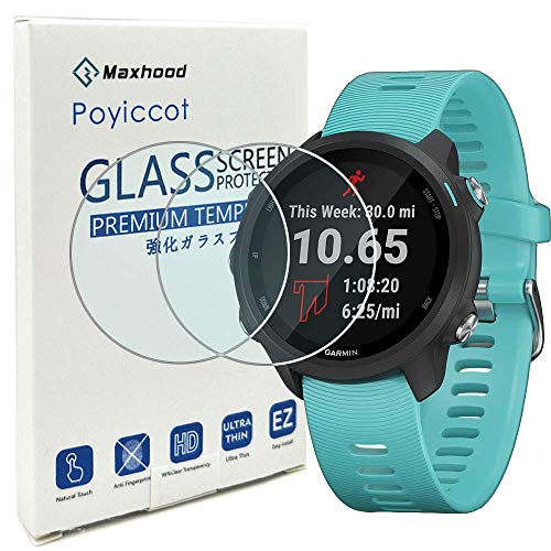 Poyiccot for Garmin Forerunner 245/245 Music Tempered Glass Screen Protector, (2pack) Ultra-Thin 9H
