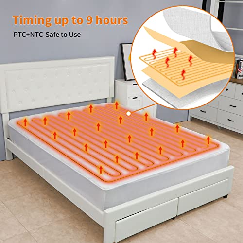 Heated Mattress Pad King Size, 78X80In Quilted Cotton Electric Mattress Pad With 2 Heating Digital Controllers, 6 Heat Setting, 9 Hours Auto Shut Off, 20" Deep Pocket, Machine Washable #TOP1