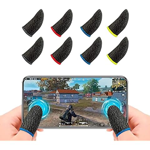 J-Kare New PUBG Mobile Finger Sleeve, [Pack of 8] Finger Sleeves for Mobile Gaming, Anti-sweat, Breathable Pro Gaming Finger Gloves, Weightless Magnetic Touch Finger Sleeves (Mix) Cover
