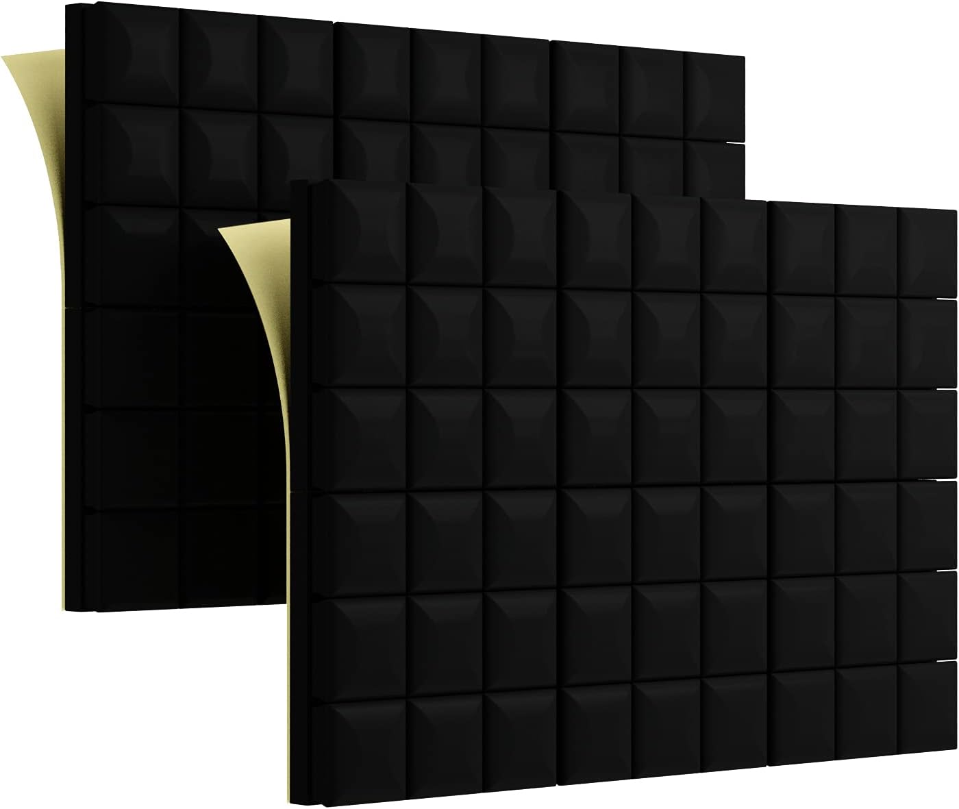 Webetop Acoustic Foam Adhesive Panels 2 inch Thickness Sound Proof Foam Panels 12 Pack Set 2" X 12" X 12" for Sound Insulation Absorbing, 9 Block Mushroom Design Black