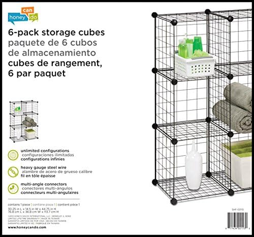 Honey-Can-Do SHF-02113 Modular Mesh Storage Cube, 6-Pack, Black, 43Hx29W