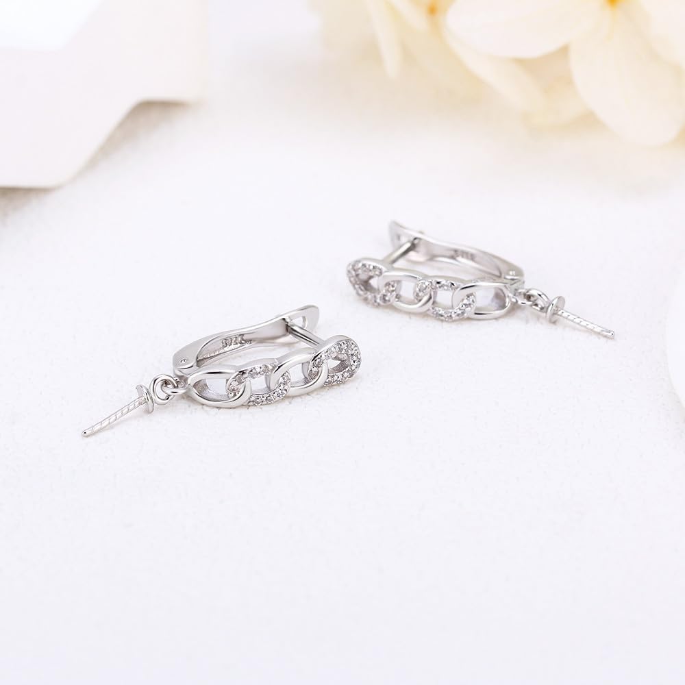 Sterling Silver Twisted CZ Hoop Earring Fitting for DIY Jewelry Making image 3