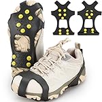 Zapato Spikes, 10-Stud Hielo Crampones Slip-on Str...: Fácil de Usar y Almacenar: Nuestros tacos de tracción se pueden poner y quitar en cuestión de segundos y se ajustan bien a tus propios zapatos. Ligero y lo suficientemente pequeño en un paquete, fácil de llevar en un bolso, mochila o incluso en los b...