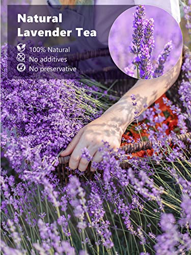 Image of TeeLux Lavender Flowers Tea, Dried Lavender Buds for Drinks, Baking, DIY Beauty, Crafts, Sachets, Delightful Aroma, Caffeine-Free, 16oz (Pack of 2)