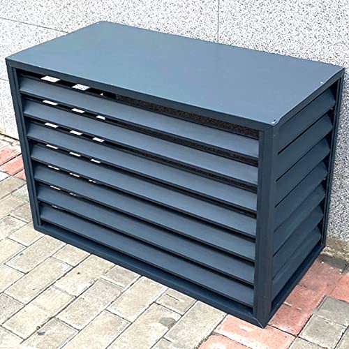 Doorhighpeak Zaun-Klimaanlagen-Rack für den Außenbereich, Aluminiumlegierungs-Klimaanlagen-Außenrahmen-Schutzabdeckung, Dekorativer Sichtschutz-Kondensator, Garten-Balkon-Lamellen-Pflanzenregal Cover