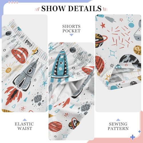 ZZXXB Universe Airship Rocket Boys Long Pants Soft Trousers Elastic Waist Kids Lounge Bottoms with Pockets S-XL4