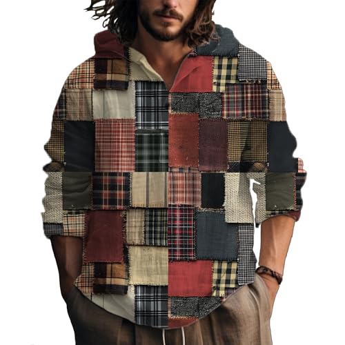 MARSVOVO Shirt Hoodie for Men Hooded Long Sleeve Button Up Pullover Lightweight Big and Tall Causal Shirts Men