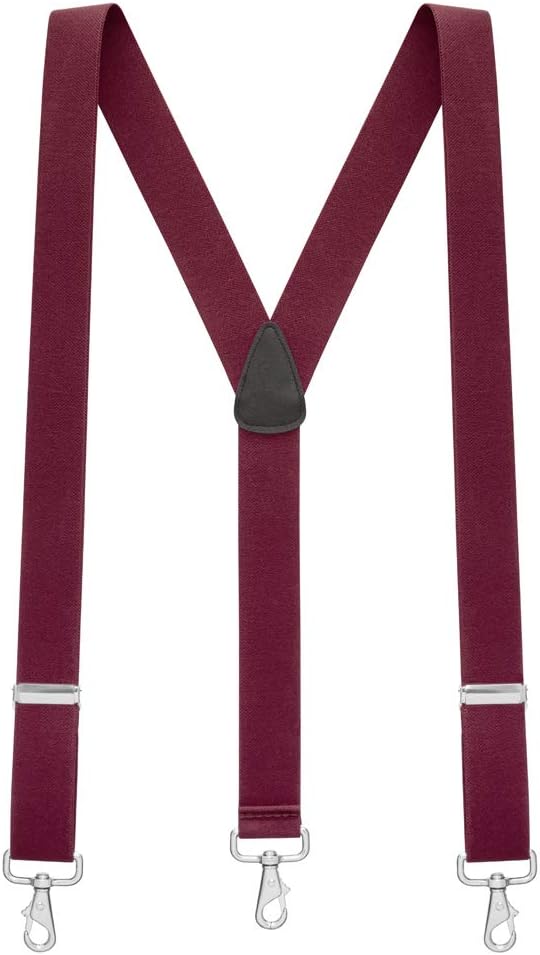 Suspender Store Solid Suspenders -1.5-Inch Wide Elastic - Y-Back - Trigger Snaps - Many Colors & 4 Sizes Including Big & Tall