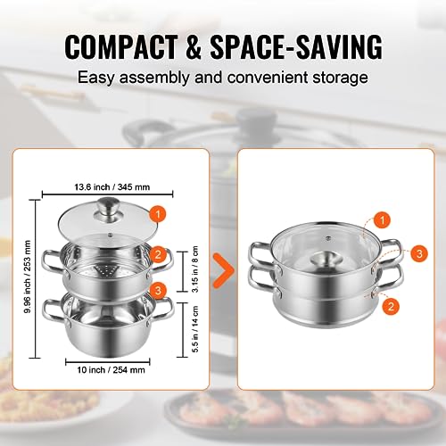 ANSNOW Steamer Pot, Steamer Pot for Cooking with 5Qt Stock Pot and Vegetable Steamer,-Grade Steamer Cookware with Lid for Gas Electric Induction Grill Stove/1 Tier 24Cm/1 Tier 24Cm - Image 8
