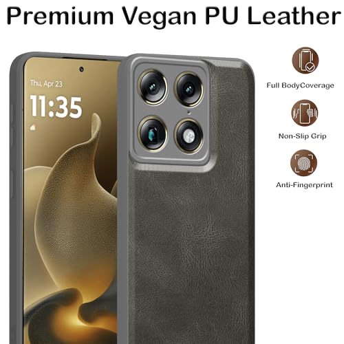 Image of amazon basics Back Cover for Moto Signature 5G | Ultra Slim Soft Rubberised Case | Oil Feel Soft Leather Back | Camera Protection - Gray