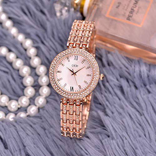 Preisvergleich Produktbild Damenuhr Vakuumbeschichtung Diamant wasserdichte Quarzuhr Einfache Damenuhr Golden