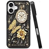 USLAI Case for iPhone 16, with Cute Pattern Design, Slim Fit, Shockproof Drop Protection, Supports Wireless Charging - Luxury Clock Art