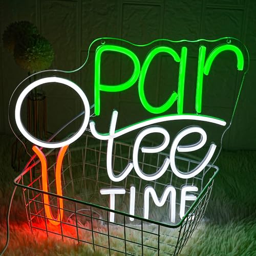 Image of Golf Neon Sign for Wall Decor Golfing Neon Light Par Tee Time Golf LED Neon Sign Golf Ball LED Neon Light for Bedroom Golf Club Sports Room Competition Venue Decoration, green&white