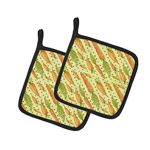 Caroline's Treasures BB7571PTHD Watercolor Carrots Pair of Pot Holders Kitchen Heat Resistant Pot Holders Sets Oven Hot Pads for Cooking Baking BBQ, 7 1/2 x 7 1/2