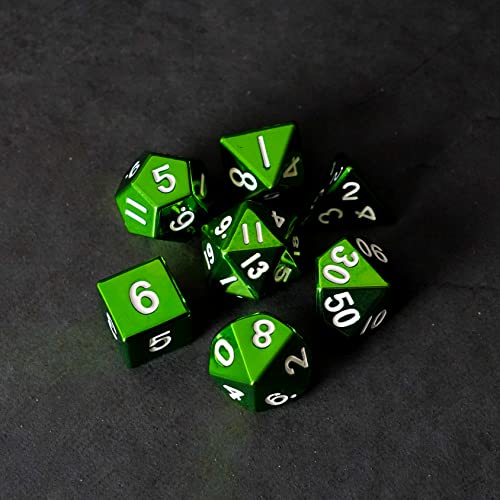 Fanroll By Metallic Dice Games 16Mm Metal Polyhedral Dnd Dice Set: Green, Role Playing Game Dice For Dungeons And Dragons #TOP4
