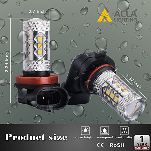 Alla Lighting H11 H8 LED Bulbs, 3000K Golden Yellow H16 Fog Lights or