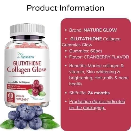 Glutathione Collagen Glow Cranberry 60 Organic Gummies | Desertcart QATAR